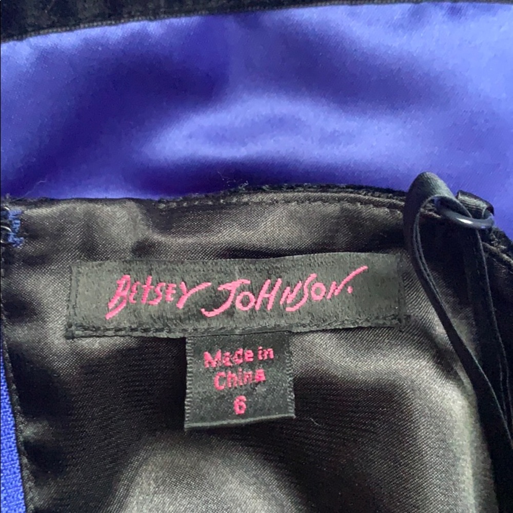 Betsey Johnson Velvet & Sateen Belted Dress US 6 - Picture 6 of 8